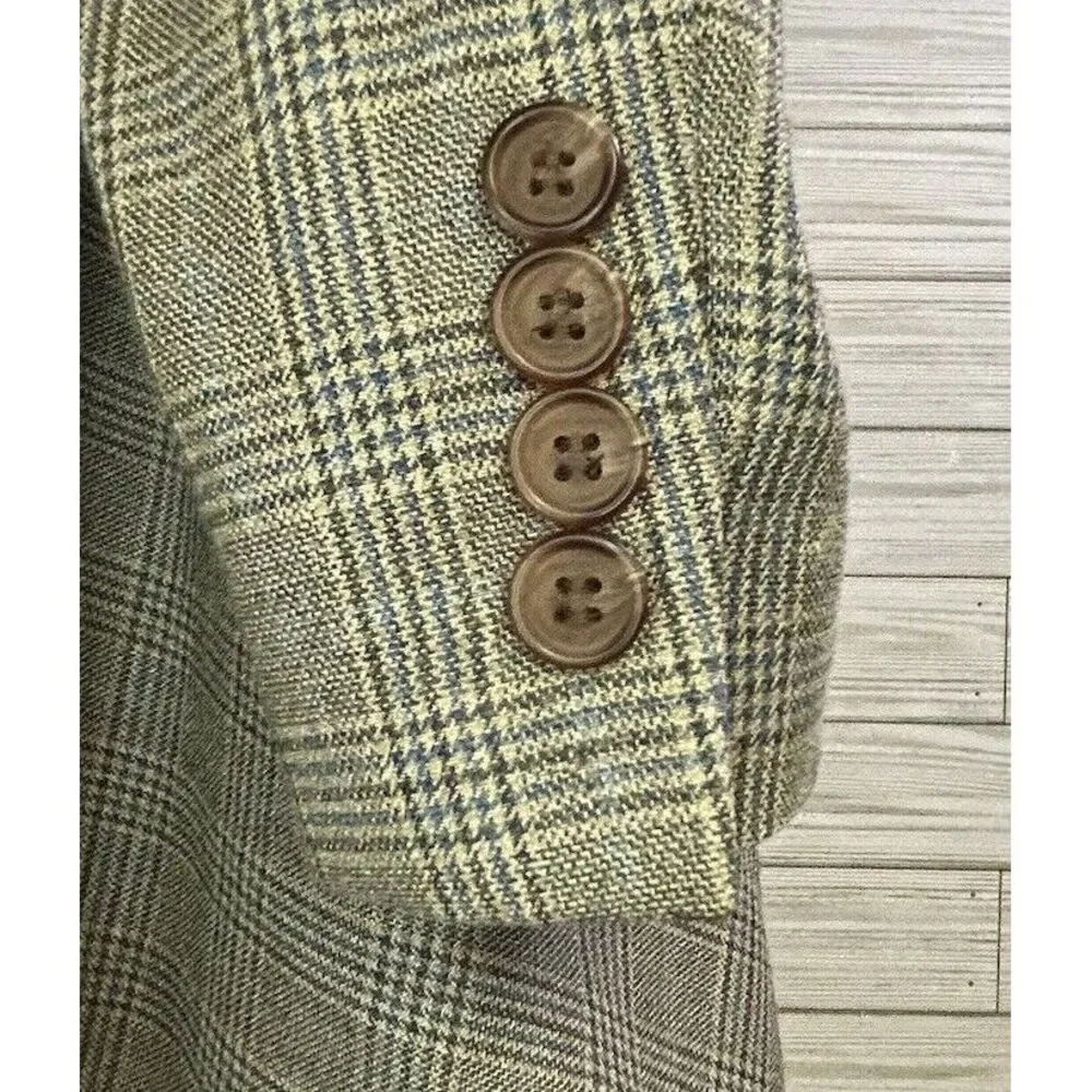 Ralph Ralph Lauren RRL Men's Silk Wool Blend Brown Blue Check‎ Blazer Sz 42R